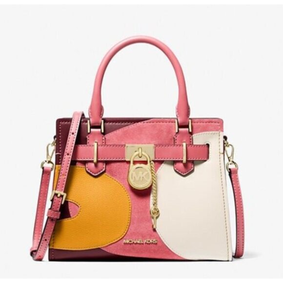 New Michael Kors Hamilton Small Two-Tone Satchel Light Berry Sorbet - Picture 1 of 3